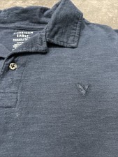 American Eagle Super Soft Standard Fit Short Sleeve Navy Blue Polo Shirt Medium