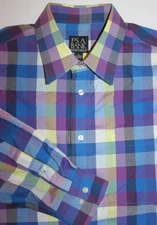 Jos A Bank Mens Travelers Collection Plaid Button Down Shirt Multicolored Large