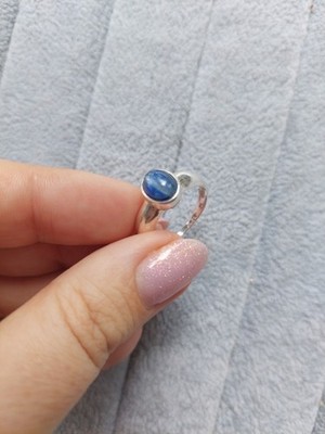 Silberring 925 mit echtem Kyanit blau Ringgröße 56 (17,8 mm) minimalistisch  