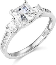 2.5 Ct Princess 14K White Gold 3-Stone Created Diamond Engagement Wedding Ring