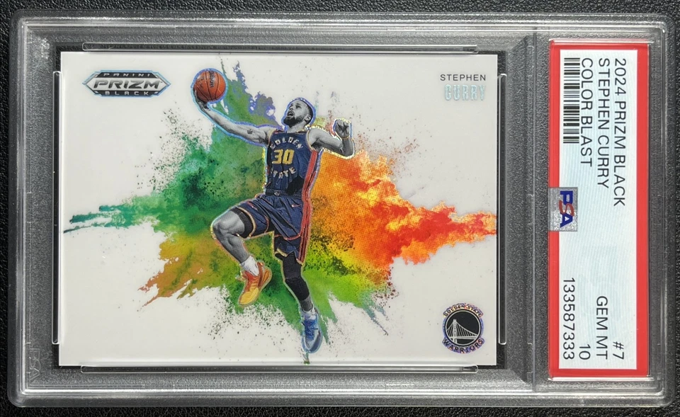 STEPHEN CURRY PSA 10 2024-25 PANINI PRIZM BLACK #7 COLOR BLAST WARRIORS SSP GEM