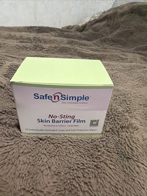 25 Safe n Simple  SNS00807 Large No-Sting Skin Barrier Film Wipes Exp 12/2027