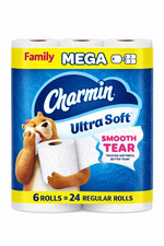 Charmin Ultra Soft Mega Rolls Toilet Paper 6 Rolls 24 Regular Rolls