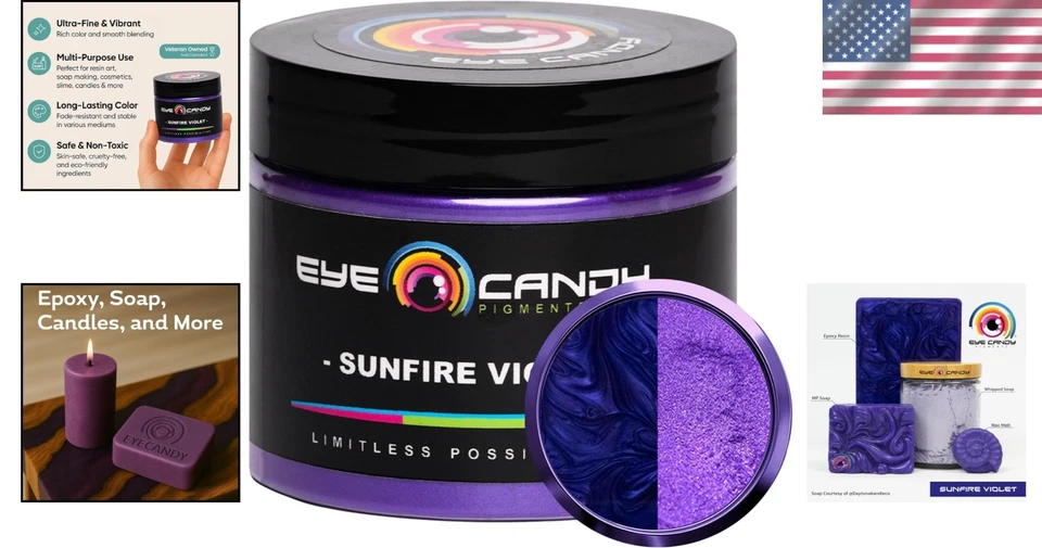 Purple Mica Powder Sunfire Violet 50g for Resin Epoxy Soap Art Crafting - Image 2 of 4