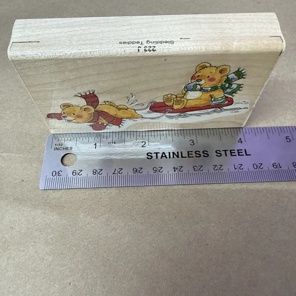 Sello negro Penny. Peluches de trineo. Sello de Navidad. Sello de invierno. Sello de oso Foto 2 de 4