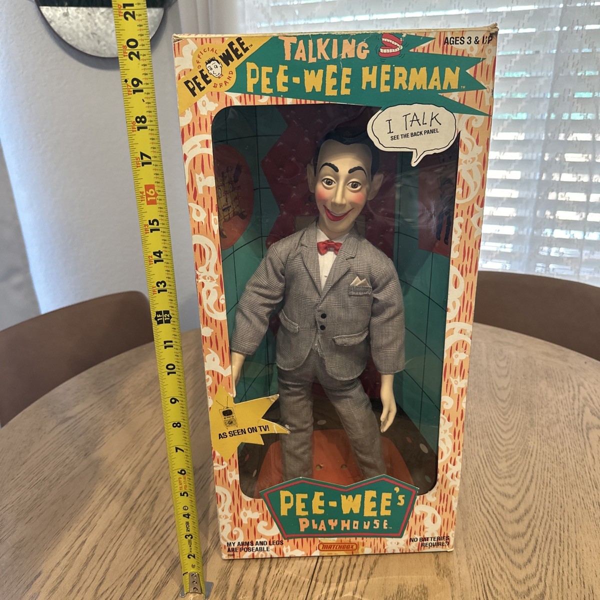 Working VTG Pee-Wee Herman Talking Pull String Doll 18” Original