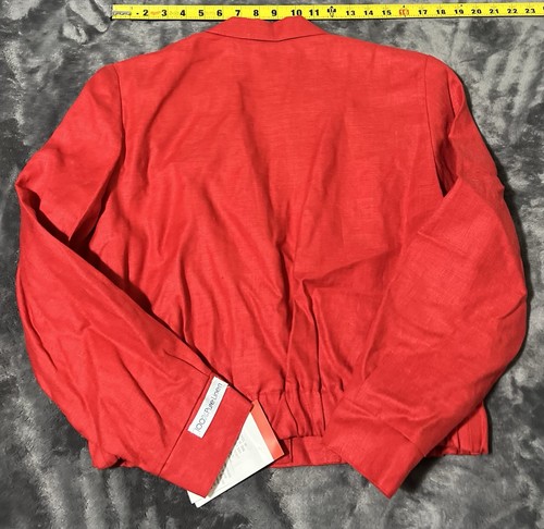 Vintage Stephanie Andrews 100% Linen Cropped Button Up Red Jacket Size 6 - Picture 11 of 12