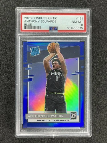 2020-21 Donruss Optic Anthony Edwards #151 Blue Rated Rookie RC /59 PSA 8 NM-MT
