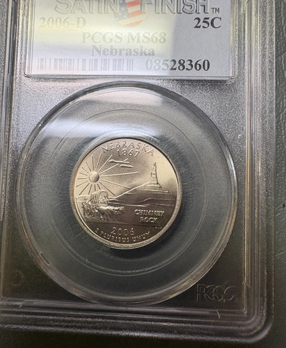 2006-D NEBRASKA STATE QUARTER PCGS MS68 SATIN FINISH! - Picture 4 of 6