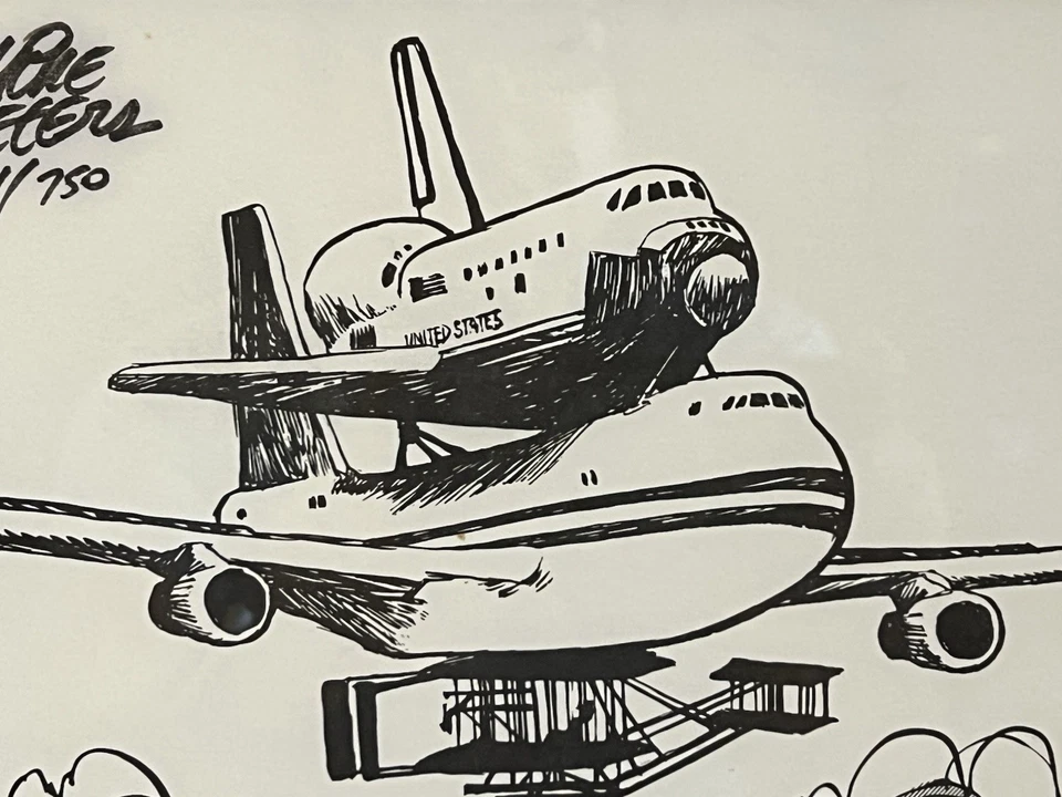 Framed Original Cartoon Strip Signed Mike Peters Numbered Space shuttle Flight - Image 3 of 4