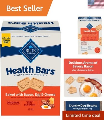3.5lbs Natural Crunchy Dog Treats - Bacon, Egg & Cheese, Perfect for All Stages