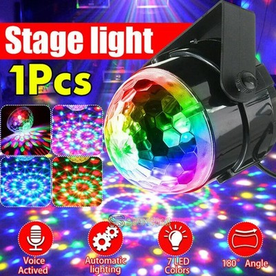 Disco Party Lights Strobe RGB LED Dj Ball Sound Activated Club Dance Stage Light