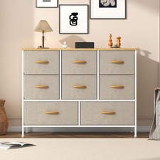 8 Drawer Fabric Chest of Drawers, Versatile Storage Organiser Unit (BEIGE)