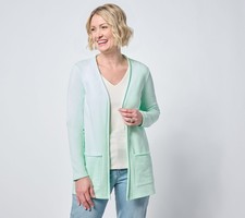 Belle by Kim Gravel Beach Seaside Sweats Rolled Edge Beach Cardigan Seafoam XL N