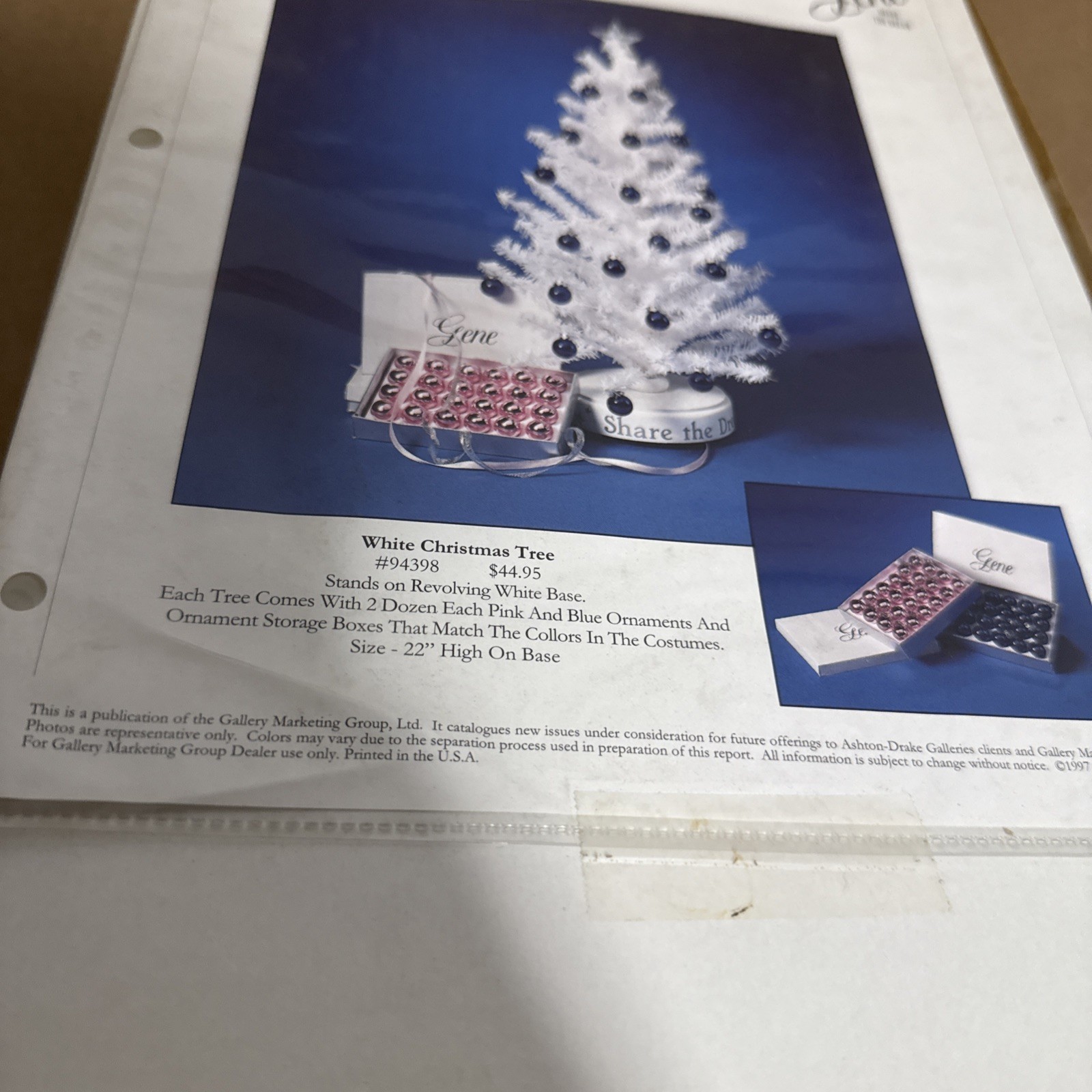 ASHTON DRAKE GENE MARSHALL White Christmas Tree Mel Odom Open Box Brand New