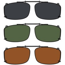 3-pack Clip-on Polarized Sunglasses 56 34MM Grey/Brown/G15 Lens
