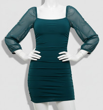City Studio Women's Blue Balloon-Sleeve Ruched Bodycon Juniors' Dress Size M
