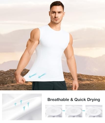 2 Packs Compression Shirt Men Workout Shirts Athletic Base Large White+white - Picture 4 of 7