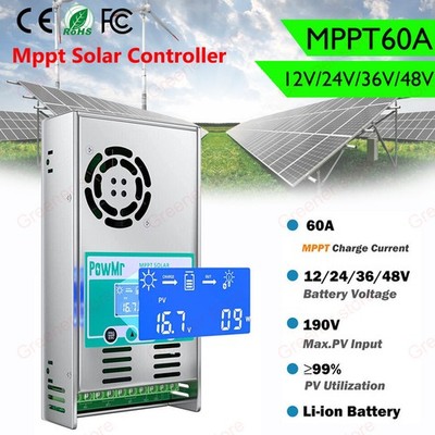 MPPT 60AMP Solar Panel LCD Laderegler Für 12V 24V 36V 48V DC Batterie Regler DE