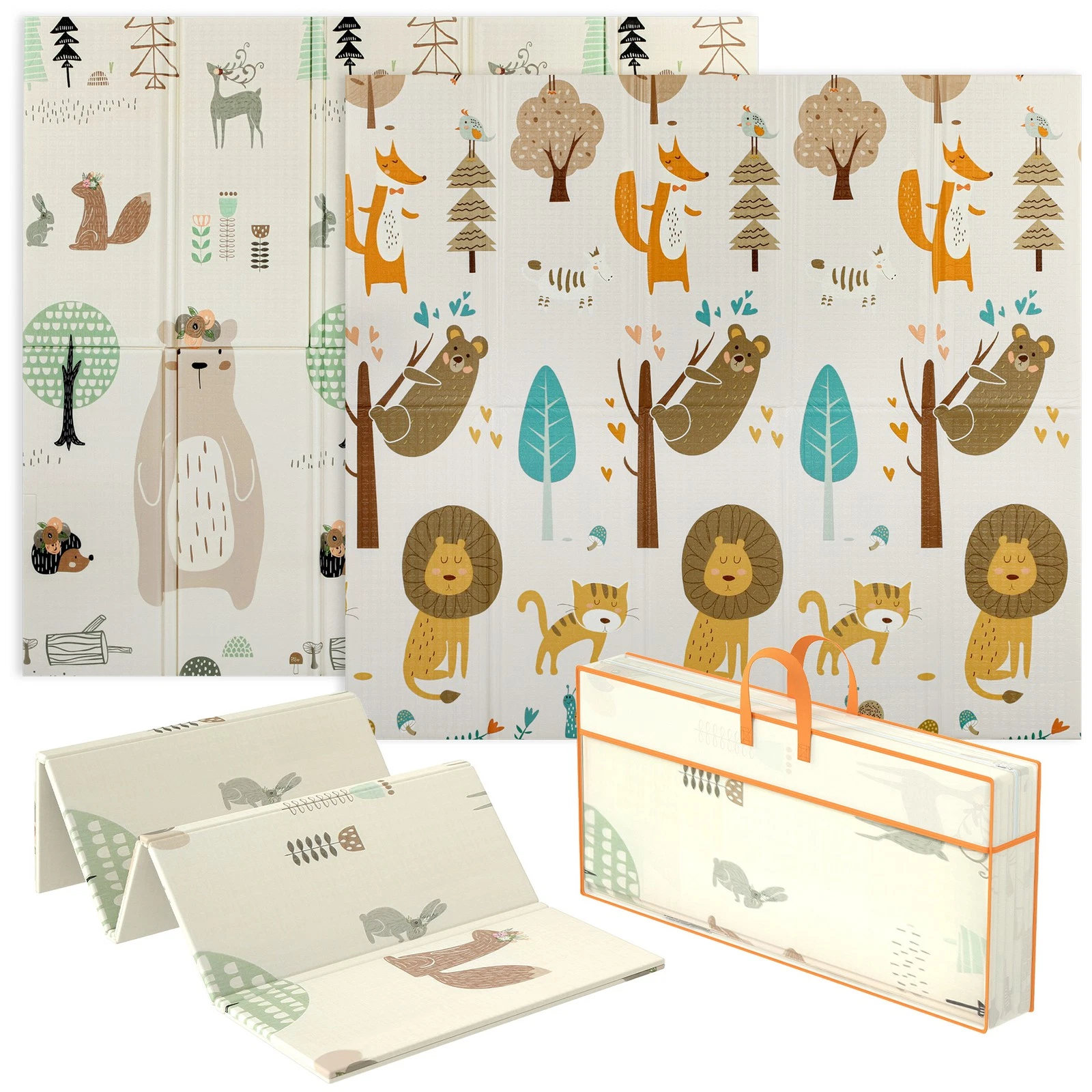 AIYAPLAY Baby Play Mat, Foldable Activity Playmat, Animal Theme