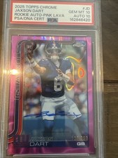 2025 Topps Chrome Football Jaxson Dart RC Auto Pink Lava Refractor /250 PSA/ DNA