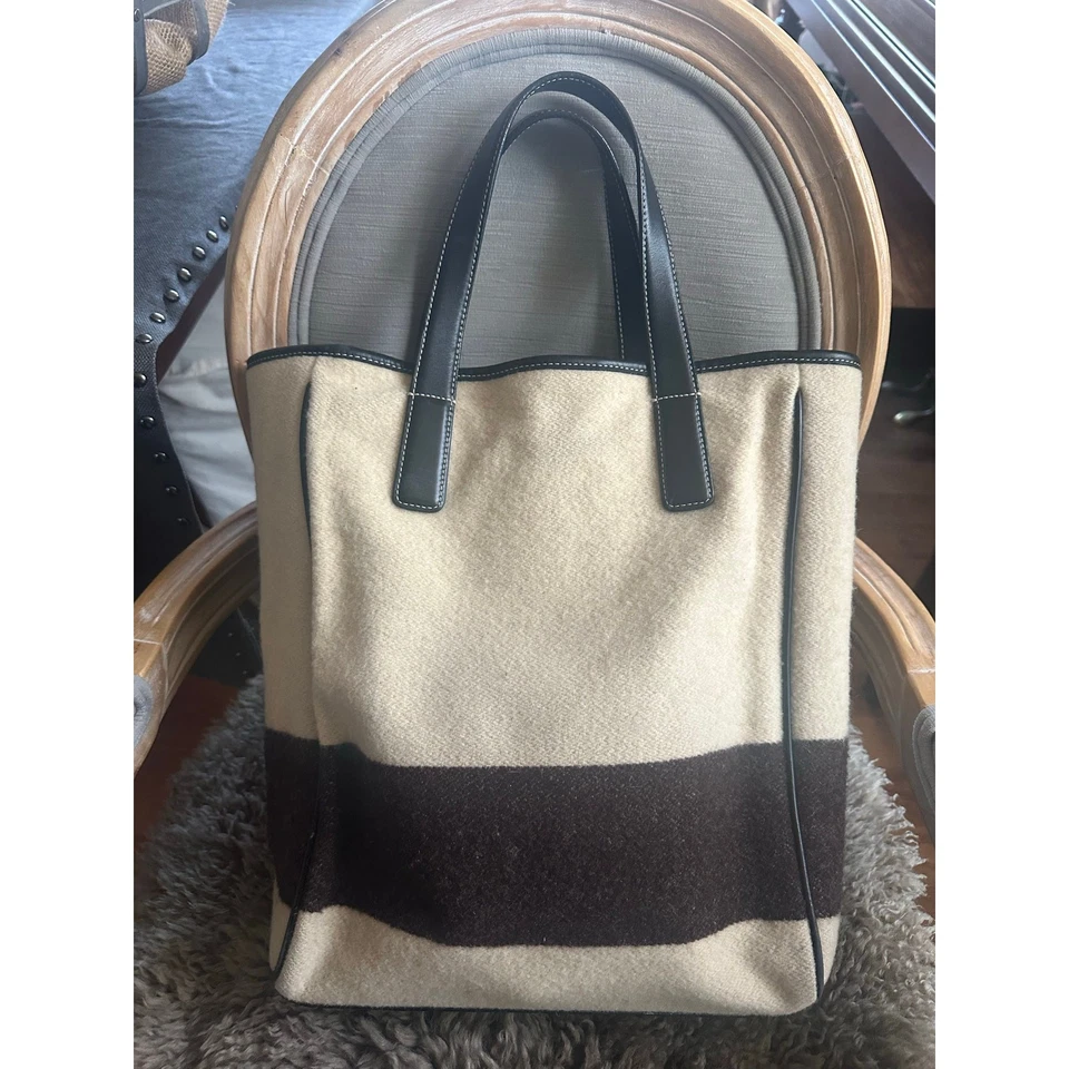 Bolso de Mano Coach Lana Marfil Marrón Bolso Superior Cuero Asas Superiores 05-8128 Foto 2 de 4