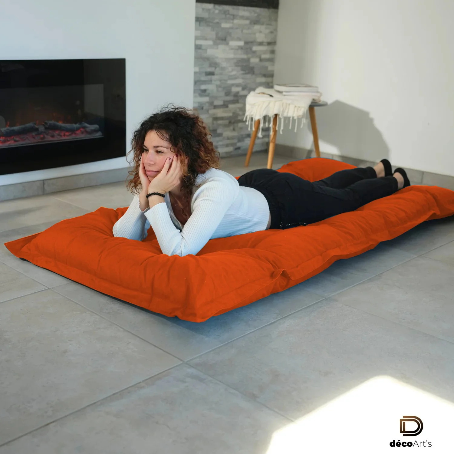 Futon XXL matelas de sol 195x100cm terracotta en toile robuste