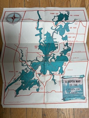 Vintage Depth Map Chain 'O Lakes Wisconsin