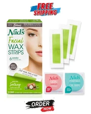 Nads Facial Wax Strips - Hypoallergenic All Skin Types - Facial Hair Removal