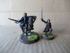 GW Herr der Ringe - Aragorn zu Fuß und auf Pferd - bemalt - Zinn -