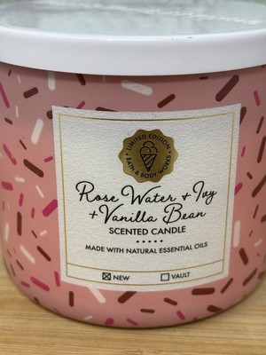Bath & Body Works Rose Water & Ivy Vanilla Bean 3 Wick Candle 14oz Essential