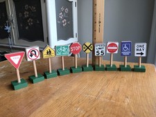 10 Wood Street Traffic Toy Signs Playset Cars...