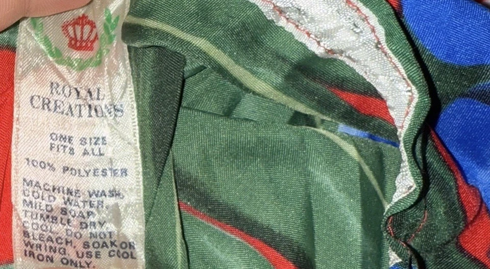 Acordeón Plisado Vintage Años 70 Royal Creations Maxi Kaftan Mrs Roper Hawaii OS Foto 4 de 4