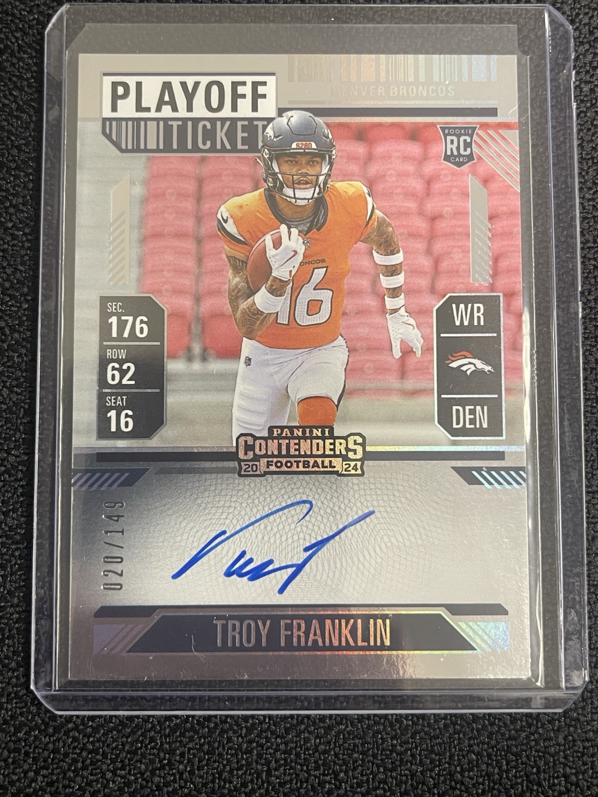 2024 Panini Contenders - Troy Franklin Playoff Ticket AUTO 020 /149 RC #113