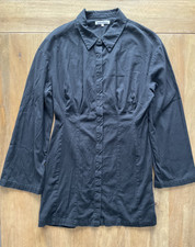 Reformation Rana Shirt Dress Size 12 Black Button Down Long Sleeve Lightweight