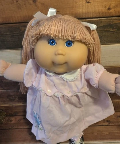 Cabbage Patch Kid Doll Reroot Pink TRU Pigtails Hair Girl Vintage Baby Dress