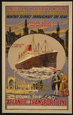 Vintage Trans Atlantic Cruise Travel Advertisement US Travel Poster Print