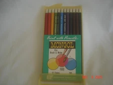 NEW Vtg. FLIP BOX 12 EBERHARD FABER MONGOL PAINT WITH PENCILS No. 741 MADE USA