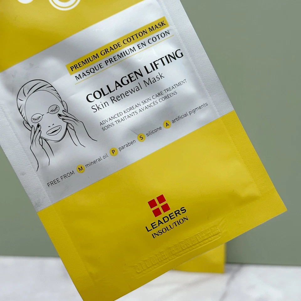 Paquete de 4 mascarillas faciales Leaders Insolution - Levantamiento de colágeno y poros desaparecidos para siempre Foto 2 de 4