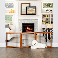 Carlson 22"-62" Super Wide Dog Gate with Small Pet Door, Premium Wooden 3-Panel