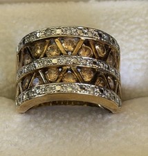 VTG Gold Vermeil over Sterling Silver Champagne CZ Band Size 7 3/4 10g