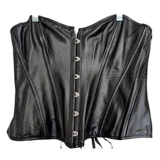 Faux Leather Vinyl Lace Up Corset Top XL Goth Punk Dark Coquette Vamp Rock Edgy