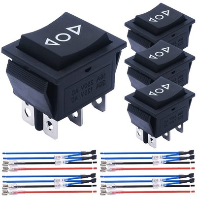 4Pcs Momentary Motor Polarity Reverse Rocker Switch DC 20A 12V DPDT 6 Pin 3