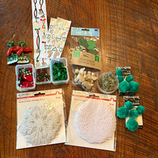 Christmas Craft Lot Recollections Snowflake Doilies Holiday Buttons Pom Poms