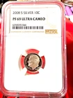 2008 S Silver 10c PF69 Ultra Cameo-Mirror Finish!!