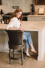 Maven Lane Open Box 31" Pullman Swivel Bar Stool In Walnut Finish With Marksman