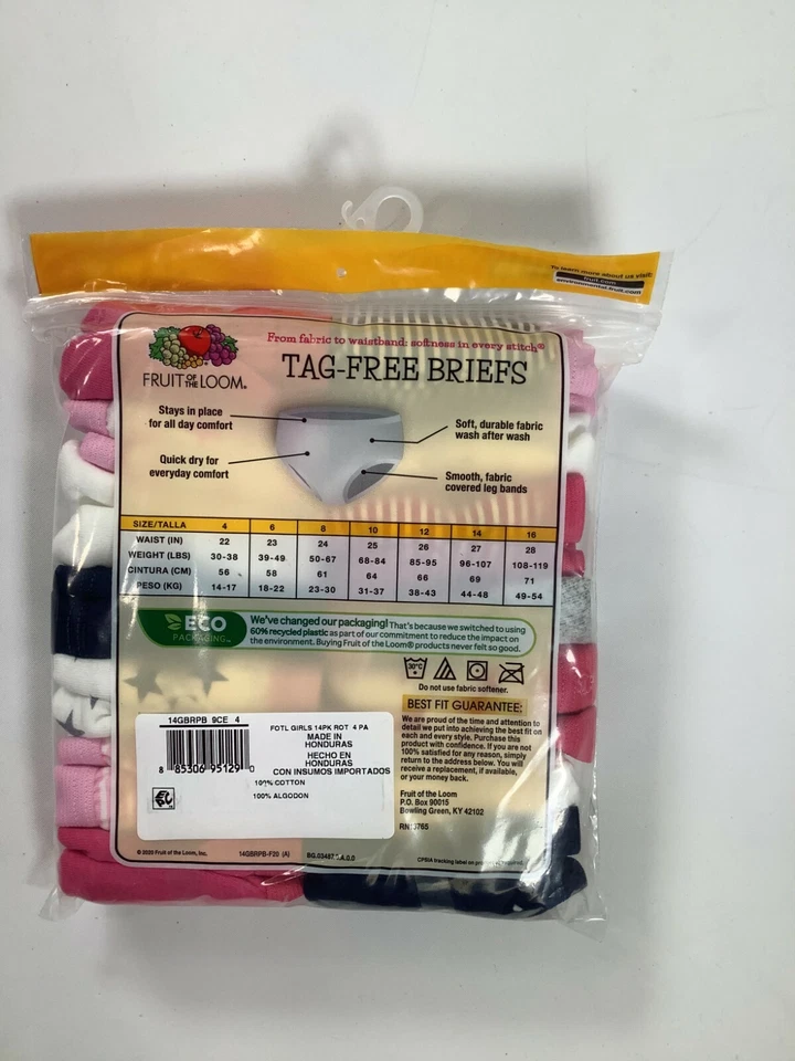 Pack de 14 calzoncillos multicolores Fruit Of The Loom para niñas ¡NUEVOS! Foto 2 de 2