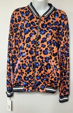 Falguni & Shane Peacock Women’s Bomber Jacket Full Zip Orange Leopard Print