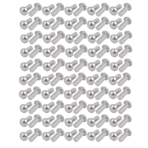 100 Rivets Solides Aluminium Tête Demi-ronde M4 X 10 Mm - Finition Argentée
