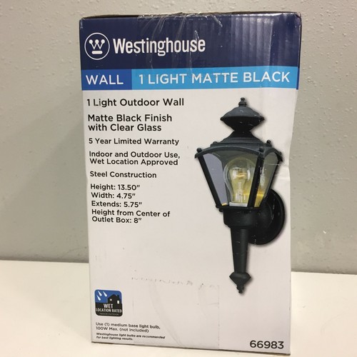 Westinghouse 66983 1-Light Matte Black Wall Sconce - Picture 3 of 5